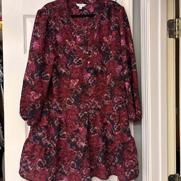Time & Tru Womens Summer Floral Dress Tiered Balloon Long Sleeve Size XXL 20 - Picture 4 of 11